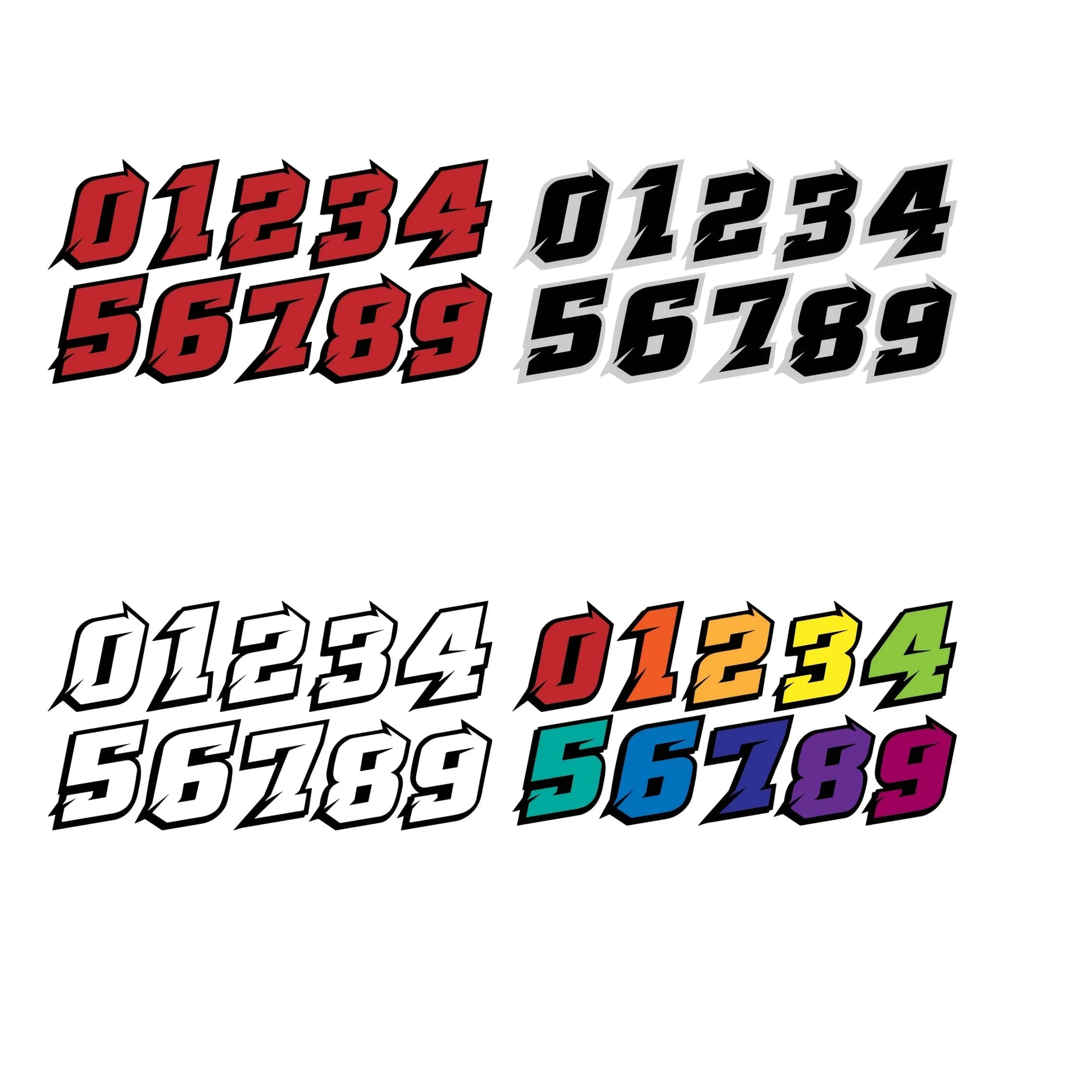 Set di 10 Adesivi in Vinile Multicolore con Numeri da 0 a 9, Impermeabili, per Moto, Biciclette e Caschi