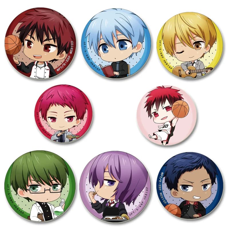 Distintivo del basket di Anime Kuroko Kuroko Tetsuya Aomine Akashi Kagami Murasakibara Spille dei cartoni animati Icone Spille Bel accessorio regalo