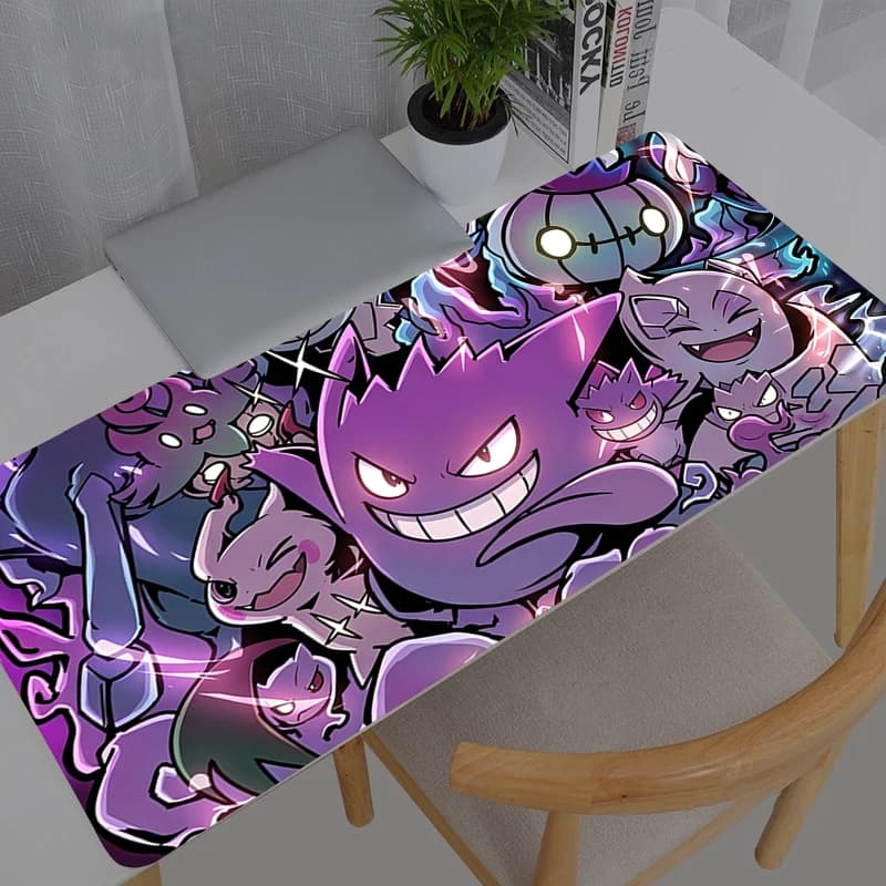 Tappetino per mouse professionale per giocatori di e-sport, Pokemon Pikachu Gengar, tappetino da scrivania in gomma per PC, tastiera e notebook