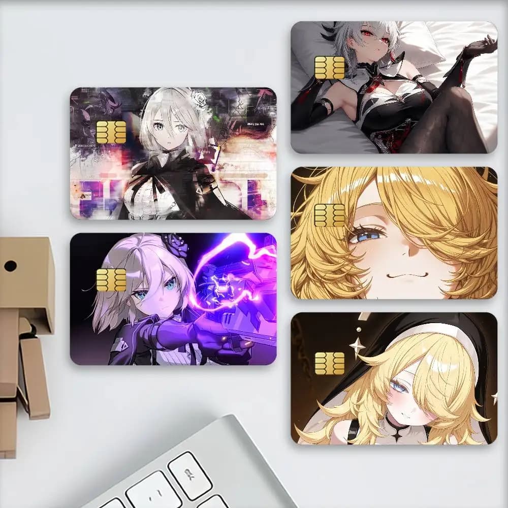 Adesivi decorativi per carte Game Chaos Zero Nightmare Credit, adatti per carte bancarie, carte di trasporto pubblico, antigraffio, regalo, 4 pezzi
