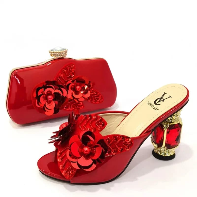 Set di scarpe e borse italiane per la festa serale con pietre borse in pelle italiana borse abbinate! HZX1-6