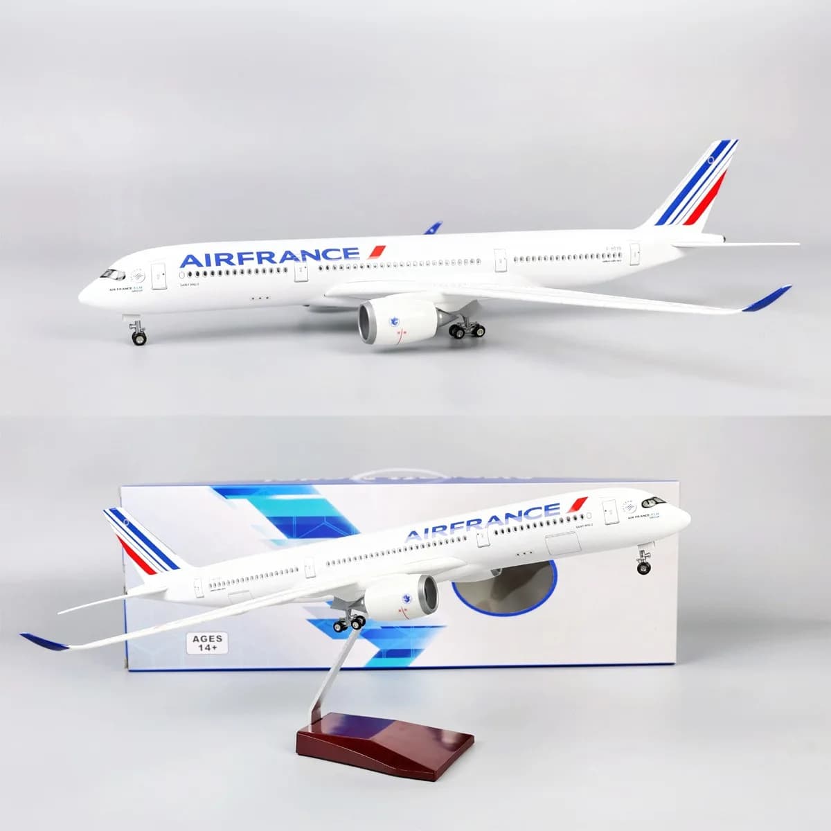 47cm Air France A350 Model Aircraft with Landing Gear Wheel Resin Diecast Machine Collected Model Building Kits Plane Toys