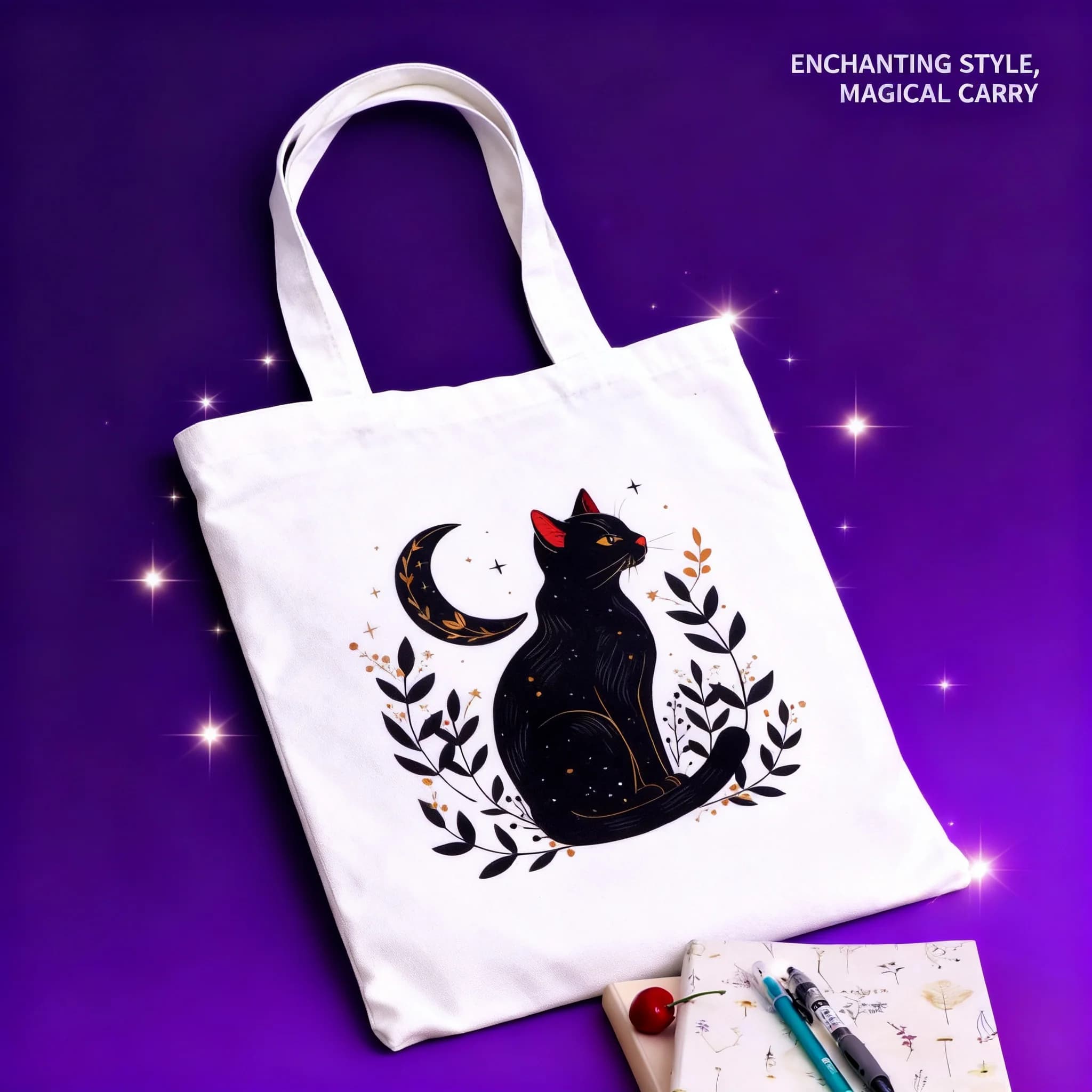 Borsa shopping Moon Black Cat alla moda, borsa a mano da donna, borsa a tracolla pieghevole casual, borsa shopper in tela, borsa a mano per la scuola, regalo