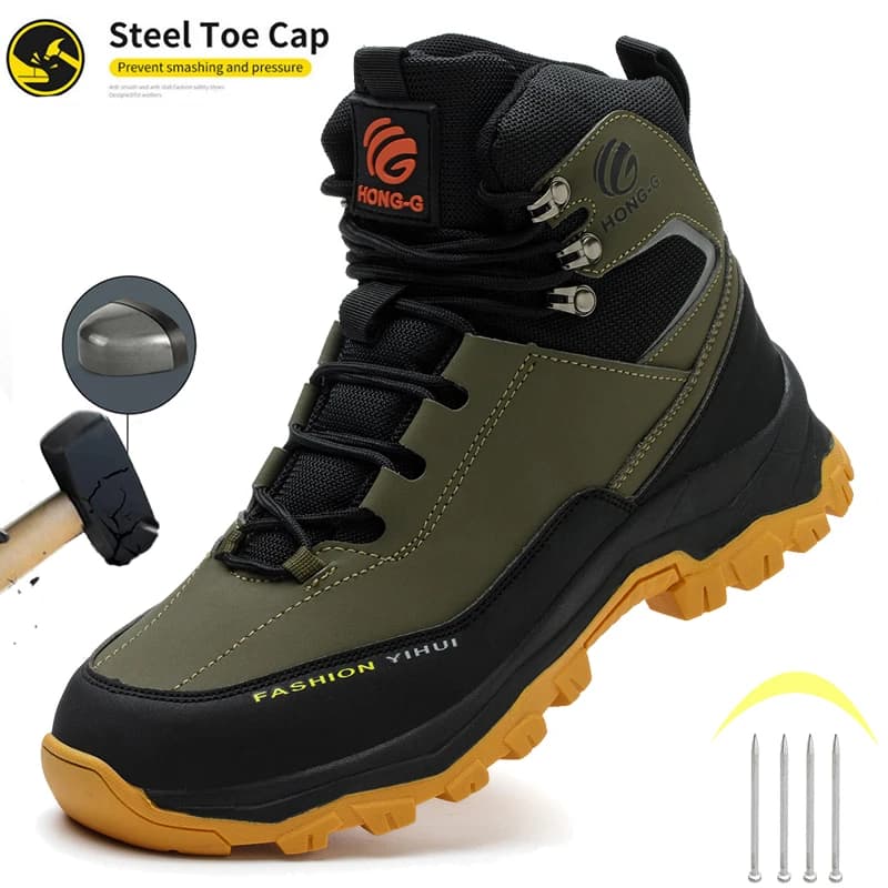 Steel Toe Cap Shoes For Men Puncture-Proof Work Safety Shoes Protective Shoes Male Footwear Security Sneakers Waterproof Boots