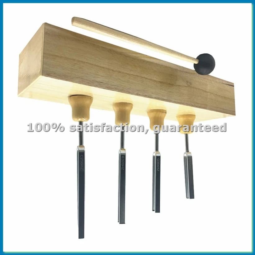 Set di 4 Diapasoni Musicali di Precisione 256Hz 320Hz 384Hz 512Hz con Martello - ABLL