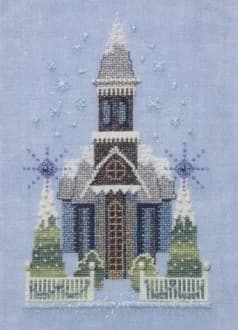 Set punto croce fai da te, tela bianca, tessuto non stampato, Kit da cucito filo di cotone, 14-NC 158 piccola chiesa blu neve 25-34
