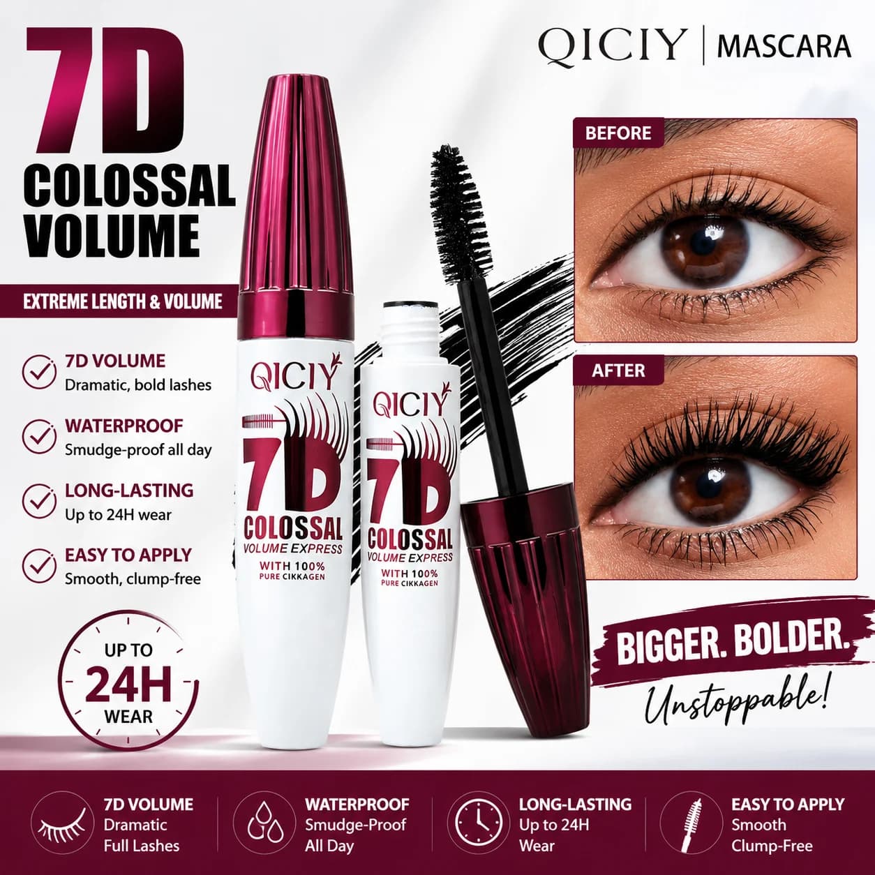 Black mascara for curling eyelashes, waterproof and elongating, with fibers, cosmetic for women's eyes, dense and not drooling