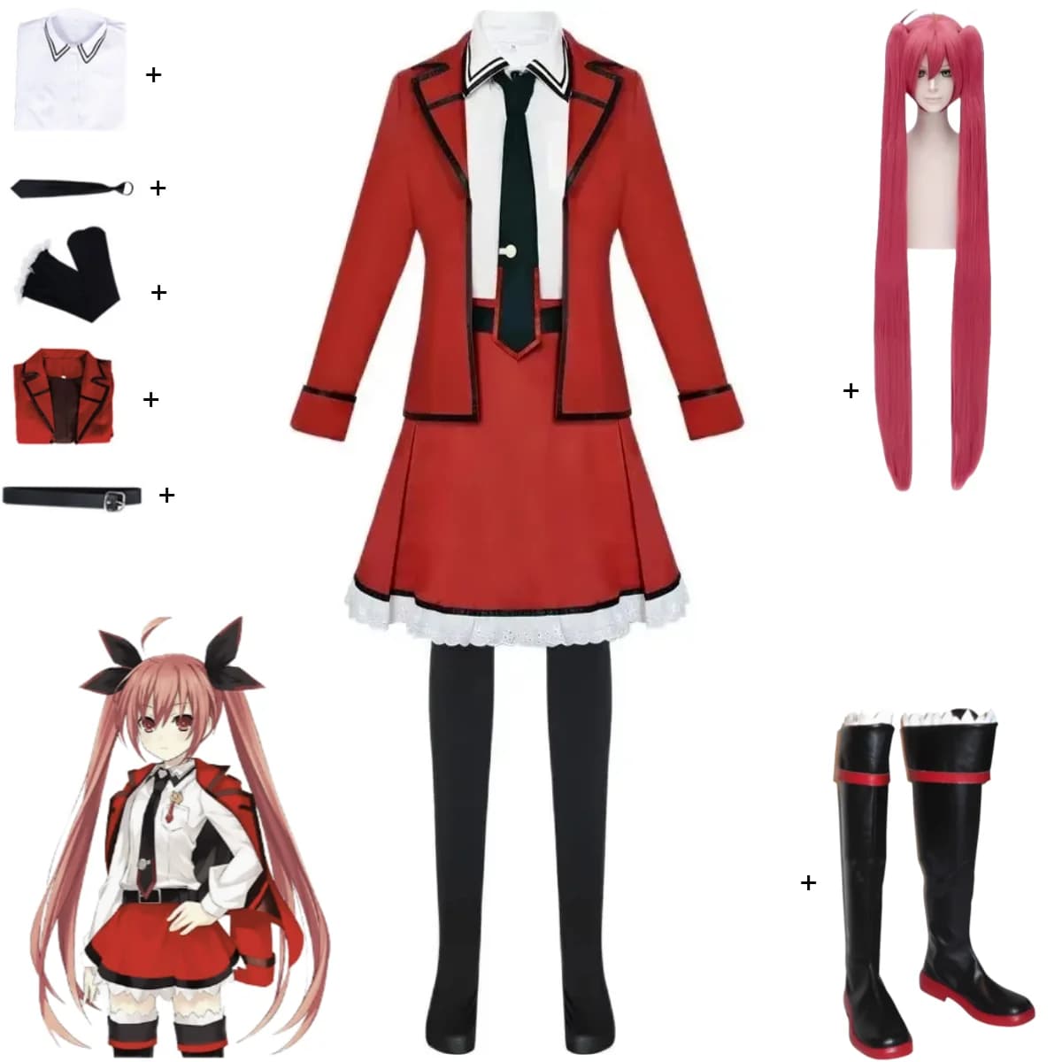 Anime Date A Live Kotori Itsuka Cosplay Costume Ratatoskr Commander Korean Style School Uniform Wig Shoe Woman Kawaii Party Suit