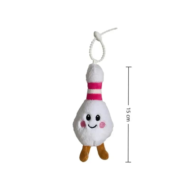 Portachiavi Peluche a Forma di Bowling, Simpatico Ciondolo Morbido per Zaino, Decorazione per Borsa, Giocattolo per Bambini, Regalo