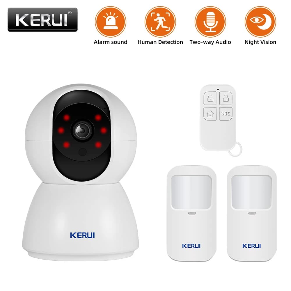 KERUI 3MP IOT Sistema di allarme telecamera Kit di sorveglianza antifurto di sicurezza domestica con rilevatore di movimento Sensore porta APP telecomando