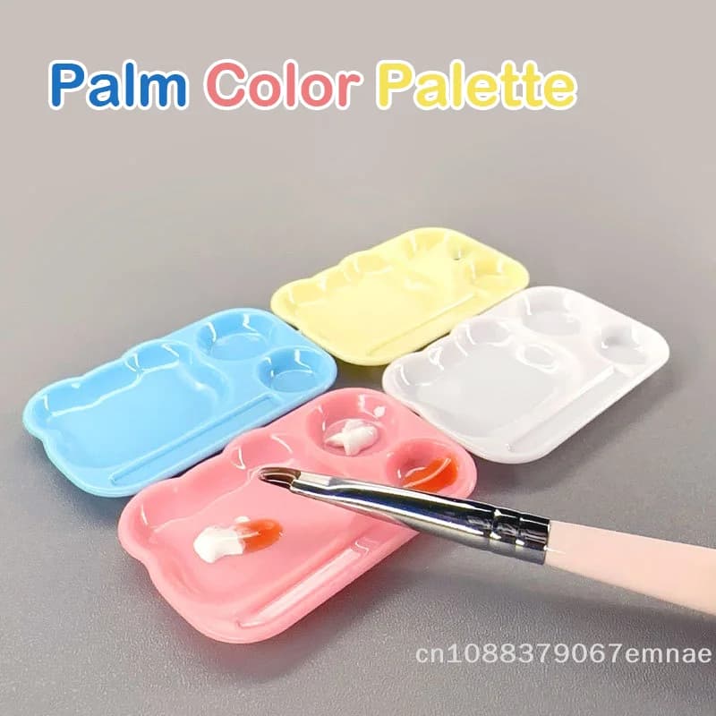[ZYS] Palette Colori per Nail Art a Tema Cartone Animato, Piatto in Plastica per Miscelazione Smalto Gel con Porta Pennelli, Strumento Fai-da-Te per Pittura