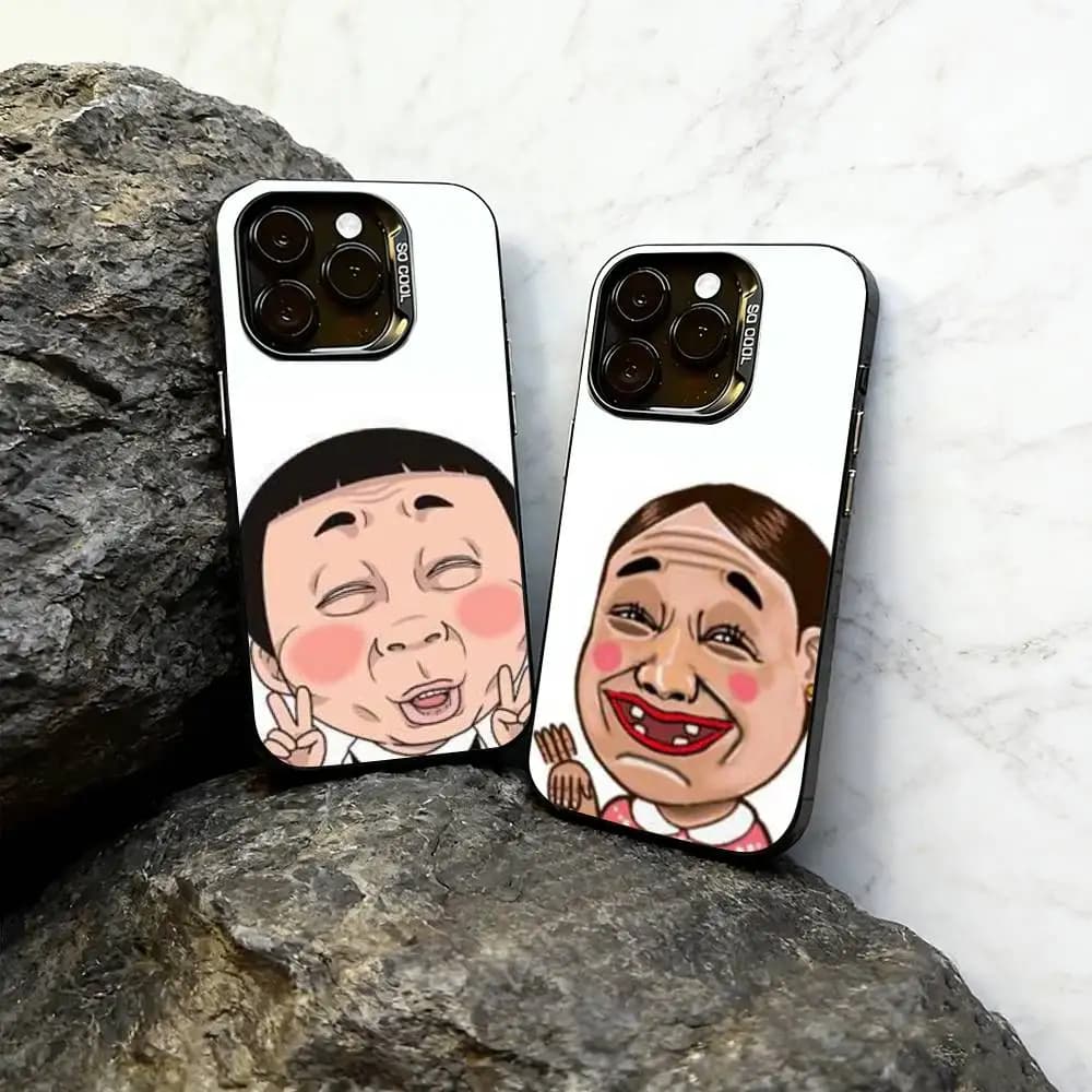 Cover per iPhone con Cartoni Animati Divertenti, Placcata in Argento Colorato, per iPhone 17, 16, 15, 14, 13, 12, 11 Plus, Pro Max, XS