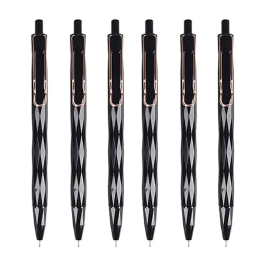 Gel Pens, 0.5mm Retractable Fine Point Pen, ink, Needle Tip Pens, Diamond Shaped Cutting Surface Design, Box of 6 Pen Packs of