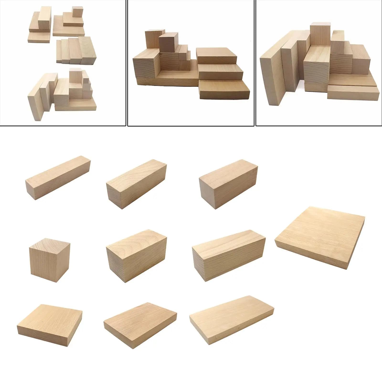 Kit di blocchi per intaglio in legno di faggio ad alta durezza, set di utensili durevoli per artigianato in legno, per fai da te e creazioni artistiche