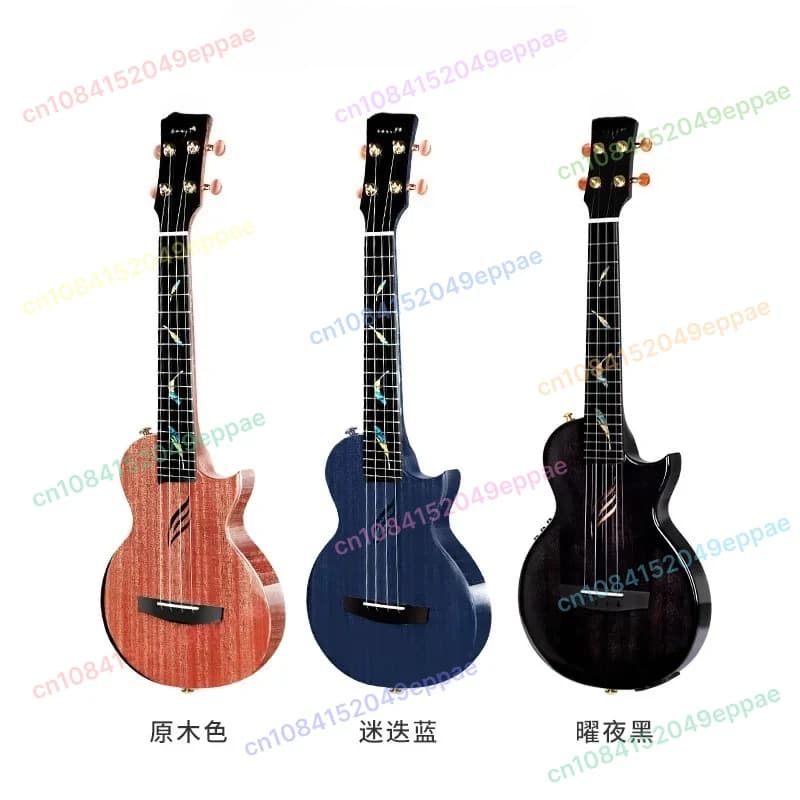 Modanatura di piume in legno da 26 pollici più scatola elettrica per principianti in mogano di classe A Shock più DOPPIO pickup Ukulele singolo completo