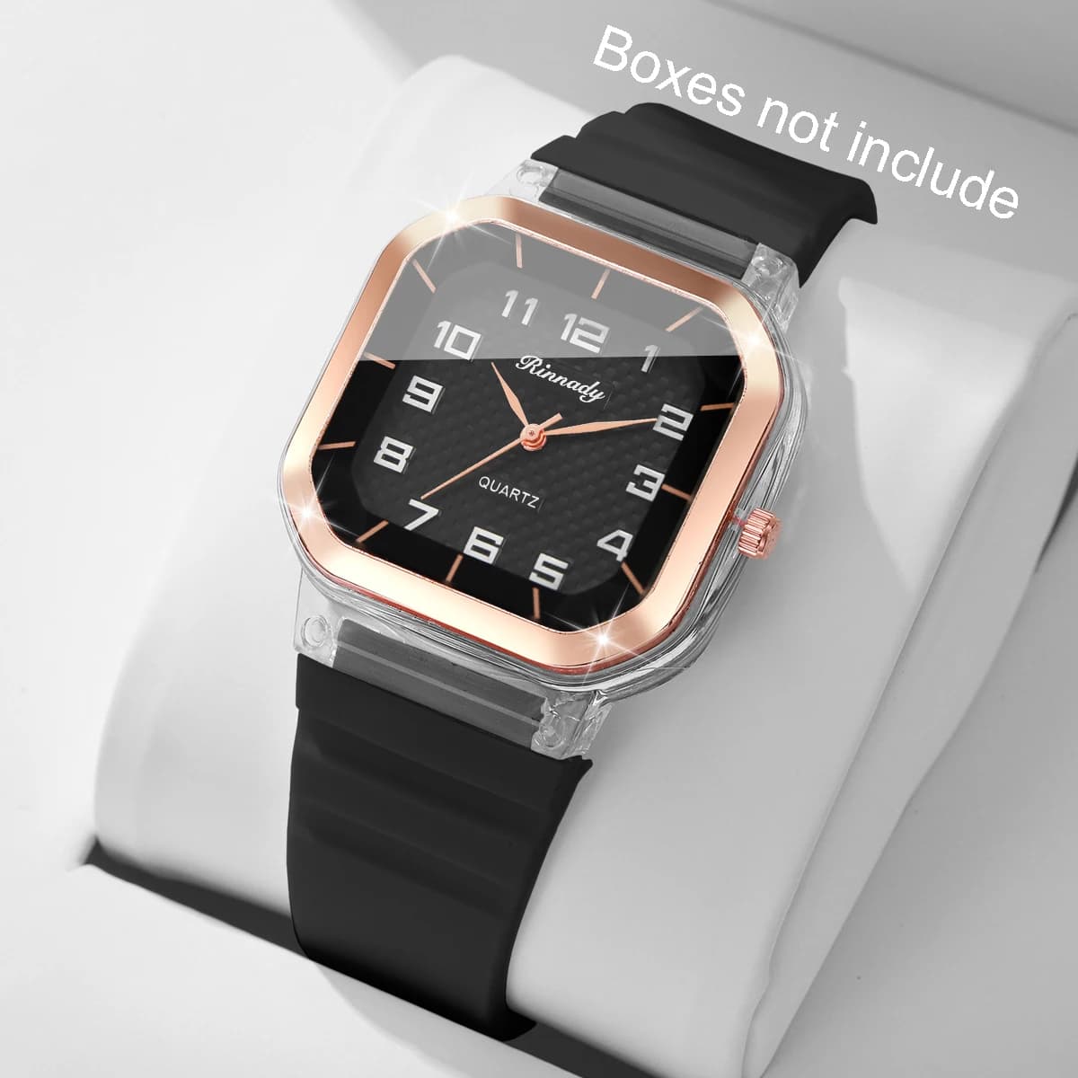 Women's Quartz Watch with Fashionable Square Arabic dial Ladies' Wrist Watch with Silicone Strap Reloj Mujer Girl's Watch (No Box)