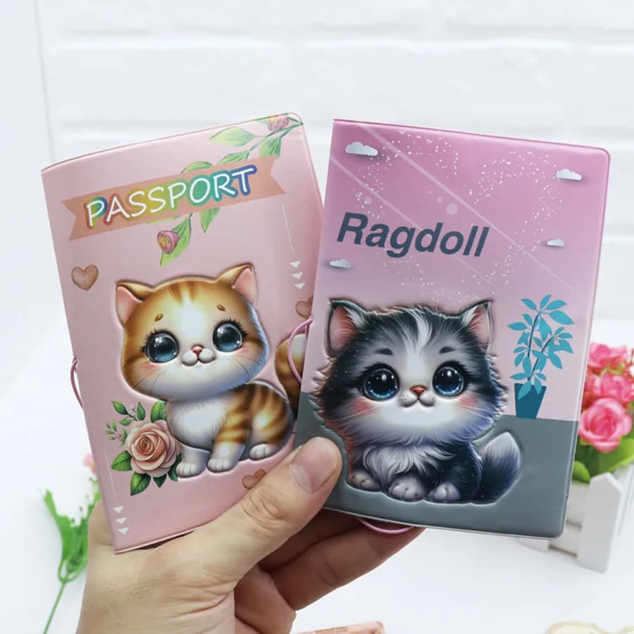 1PC Cute Cat 3D custodia creativa per passaporto custodia per passaporto portafoglio porta carte di credito accessori da viaggio leggeri di moda