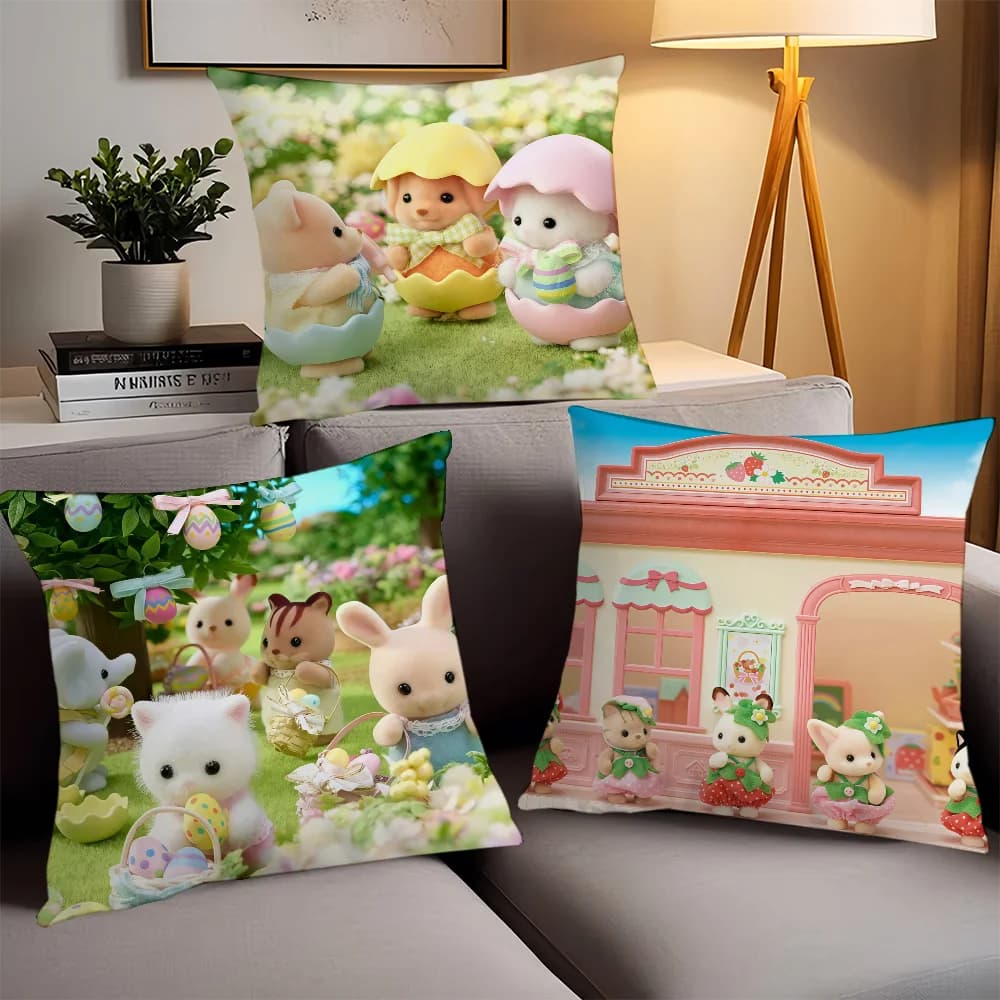 Cartoon cute S-Sylva N-Nian F-Families Pillow Case Office Cushions Suitable For Sofa Car Bedroom Decorative Cushion Cover