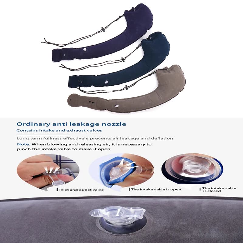 1 * Materiale floccato composito Cuscino in PVC Poggiatesta gonfiabile Cuscino di supporto per il mento Cuscino da viaggio per il resto del collo per dormire laterale
