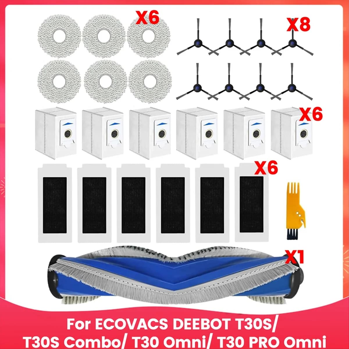A33F TOP Per T30S/T30S Combo/T30 Omni/T30 PRO Omni Robot Aspirapolvere Accessori Spazzola Laterale Principale Mop Filtro Sacchetti Per La Polvere NUOVO