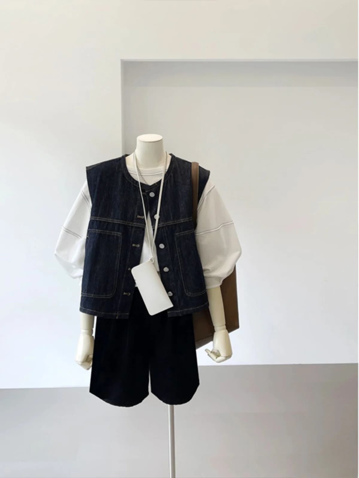 Retro Hong Kong Style Layered Denim Vest Women's Autumn Winter New Fashion Slim Fit Sleeveless Outerwear Jacket Top
