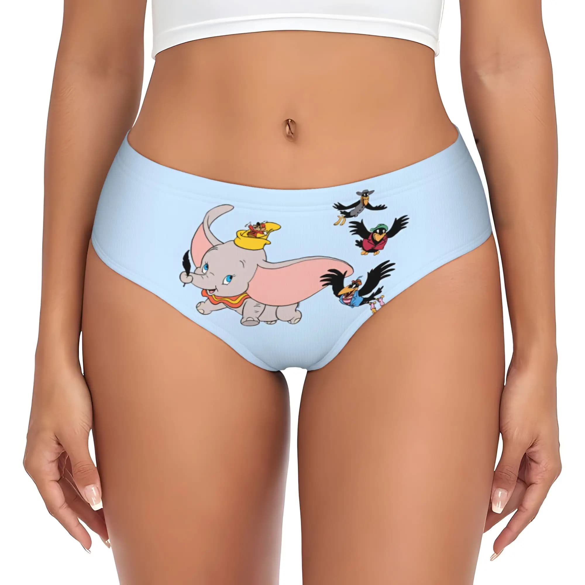 Custom Women D-Dumboes Cartoon Panties Stretch Cute Elephant Briefs Underwear