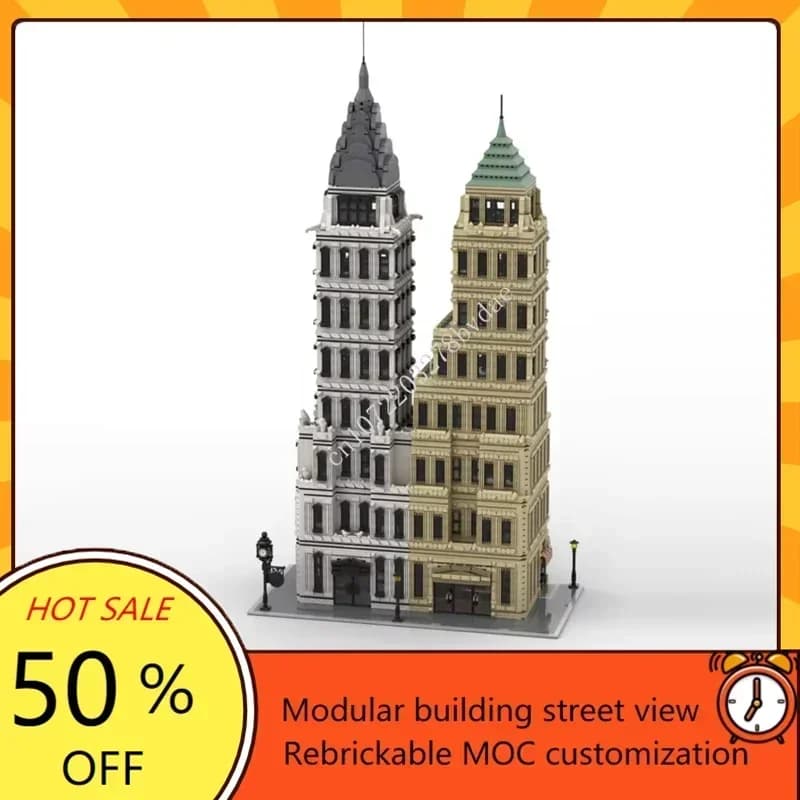 13625PCS PARETE STREET CHRYSLER BUILDING Modulare MOC Creativo vista stradale Puzzle personalizzato Modello di assemblaggio fai da te Giocattolo regalo