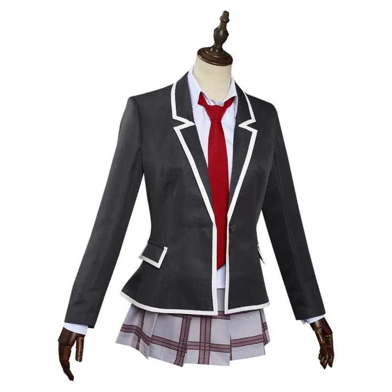 Anime High Rise Invasion Mayuko Nise Costume Cosplay Parrucca bionda Tenkuu Shinpan School Girl Uniforme Gonna Set Donna Carniv YIx;3,