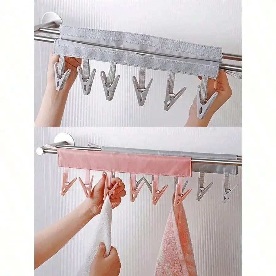 2pcs/1pc Portable Travel Clothes Hanger, Multi-Functional Foldable Clothes Clips, Hotel Socks & Underwear Clips, Travel Drying Rack, Travel Essentials, Car Accessories, Outdoor Gear, Airplane Luggage Useful Items, Summer Necessity, Office Supplies