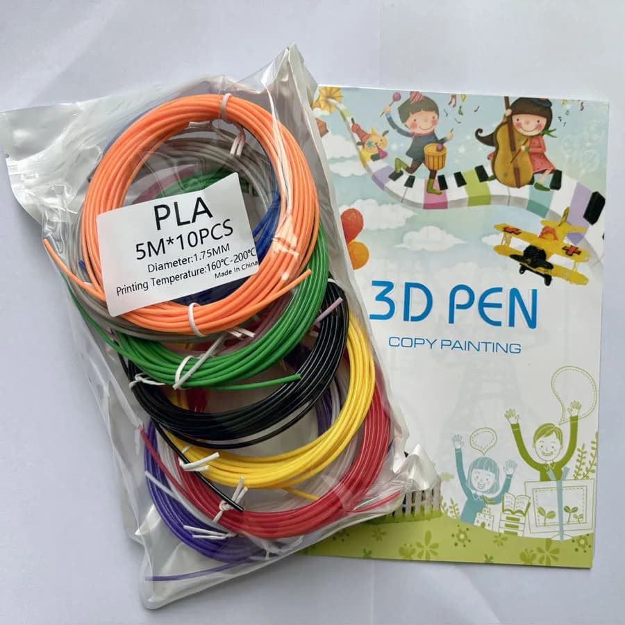 PLA thread for 3D pen, 25m/50m set with bright colors and book tutorial - Creative material for drawing, DIY tool, ideal as a gift