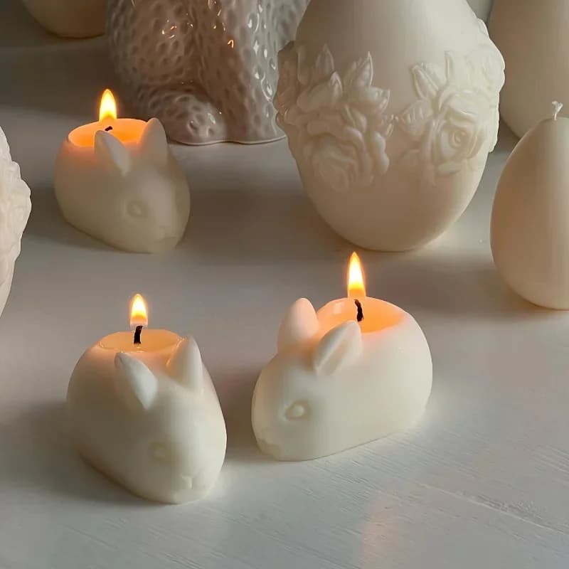Stampo in Silicone per Figurine di Coniglietti 3D Premium, Flessibile e Durevole, Facile da Sformare, per Creazione di Candele e Lavorazione del Gesso