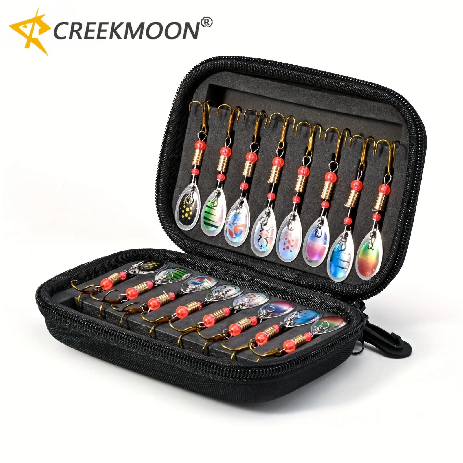 Set di 16 esche artificiali in metallo rotanti per la pesca: cucchiai, crankbait, spinnerbait, wobbler per luccio, kit esche artificiali con amo a uncino