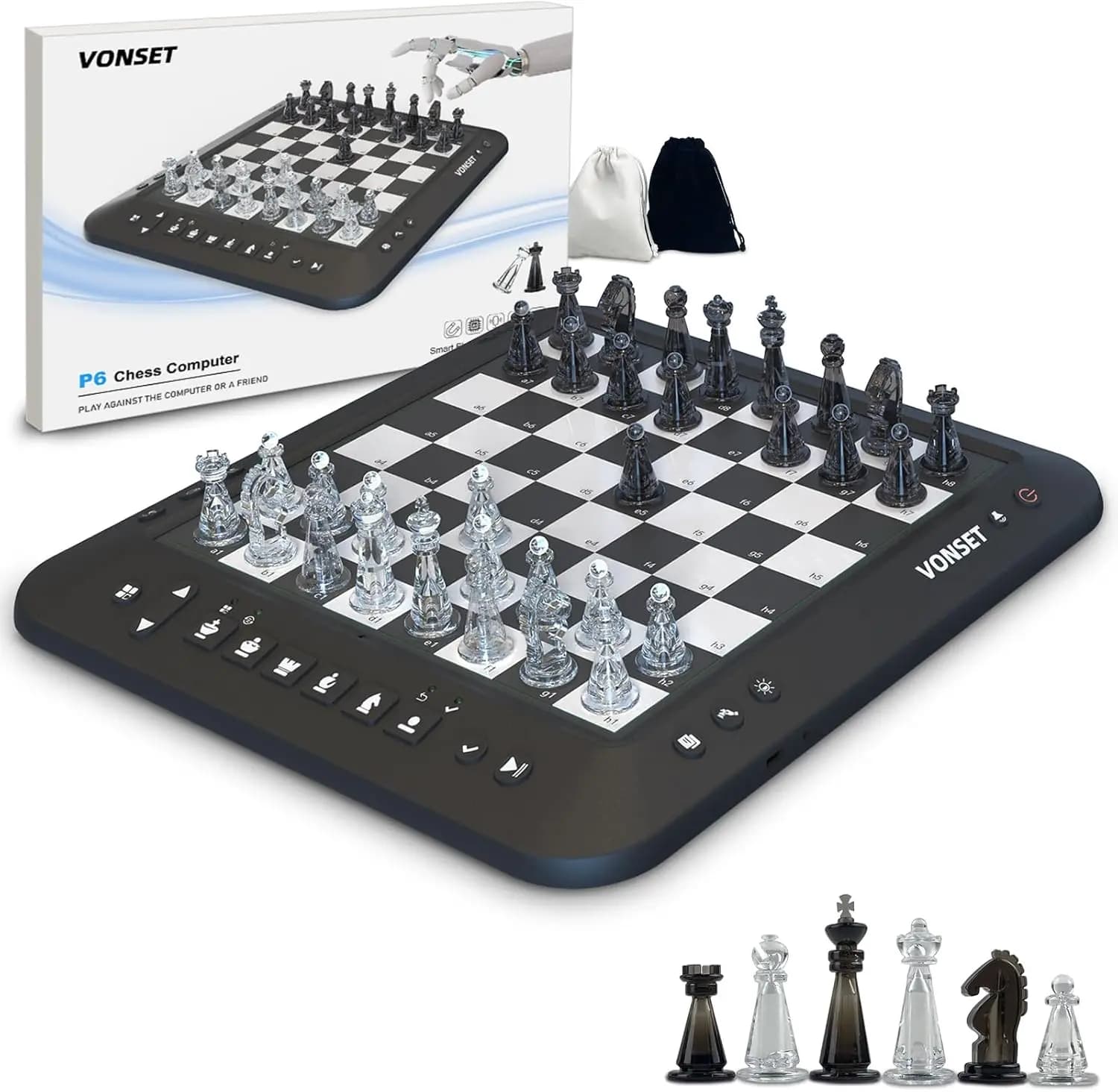 P6 Electronic Chess Board: Smart Chess Set with LED for Kids & Adults