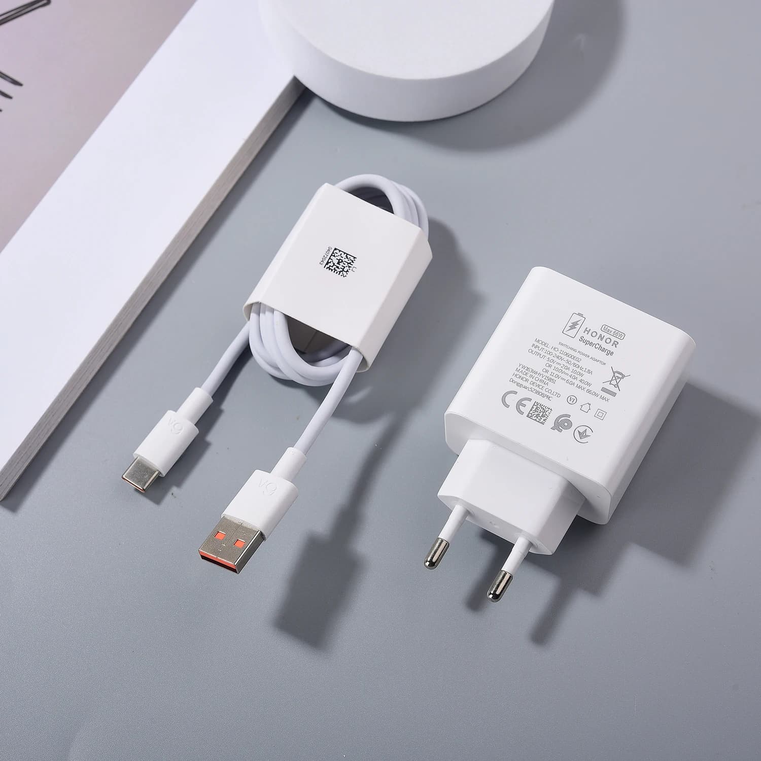 Honor 66W EU US SuperCharge Plug Adattatore di ricarica da parete di alimentazione rapida Cavo USB C 6A per Magic 6 5 4 3 Pro V3 X9B X8B Honor 200 Lite