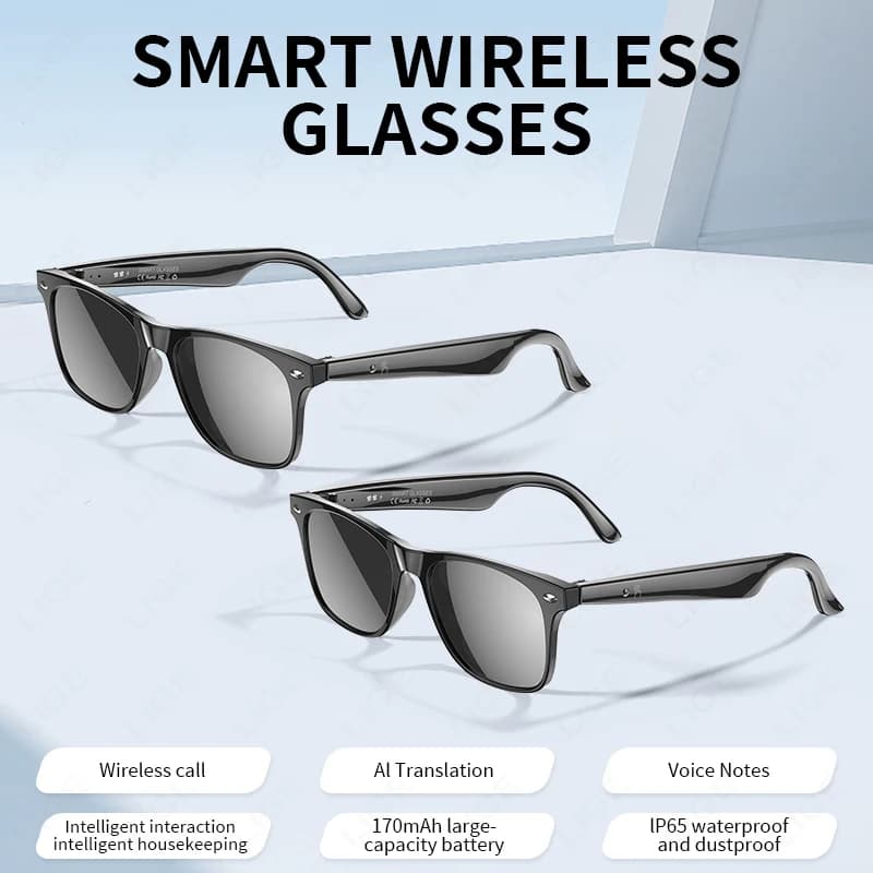AI Smart Translate Sunglasses Called Bluetooth Noise Cancellation Music Reproduction Called BT Tradiscio Smart Glasses for Travel Study