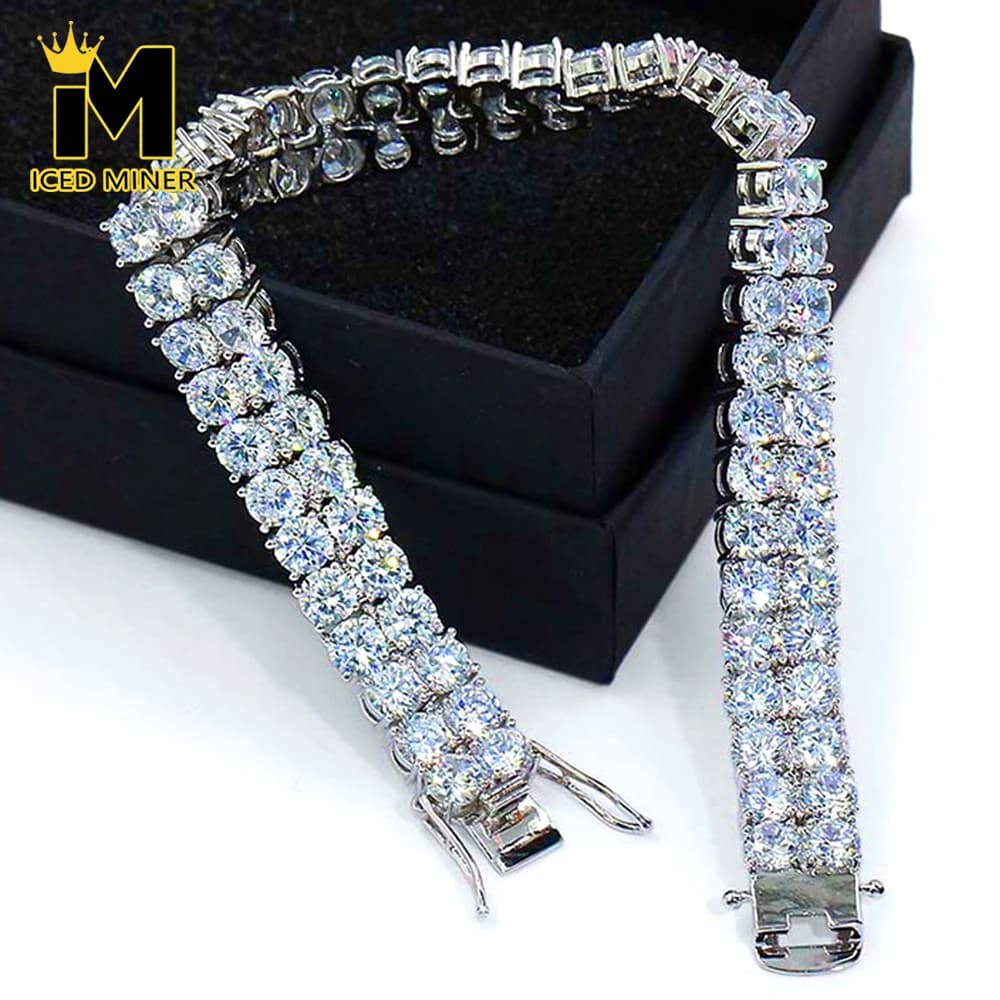 Icedminer 2 Rows 5mm Zircon Iced Out Tennis Chain Bracelets For Men Women Brass Hip Hop Jewelry Free Shipping