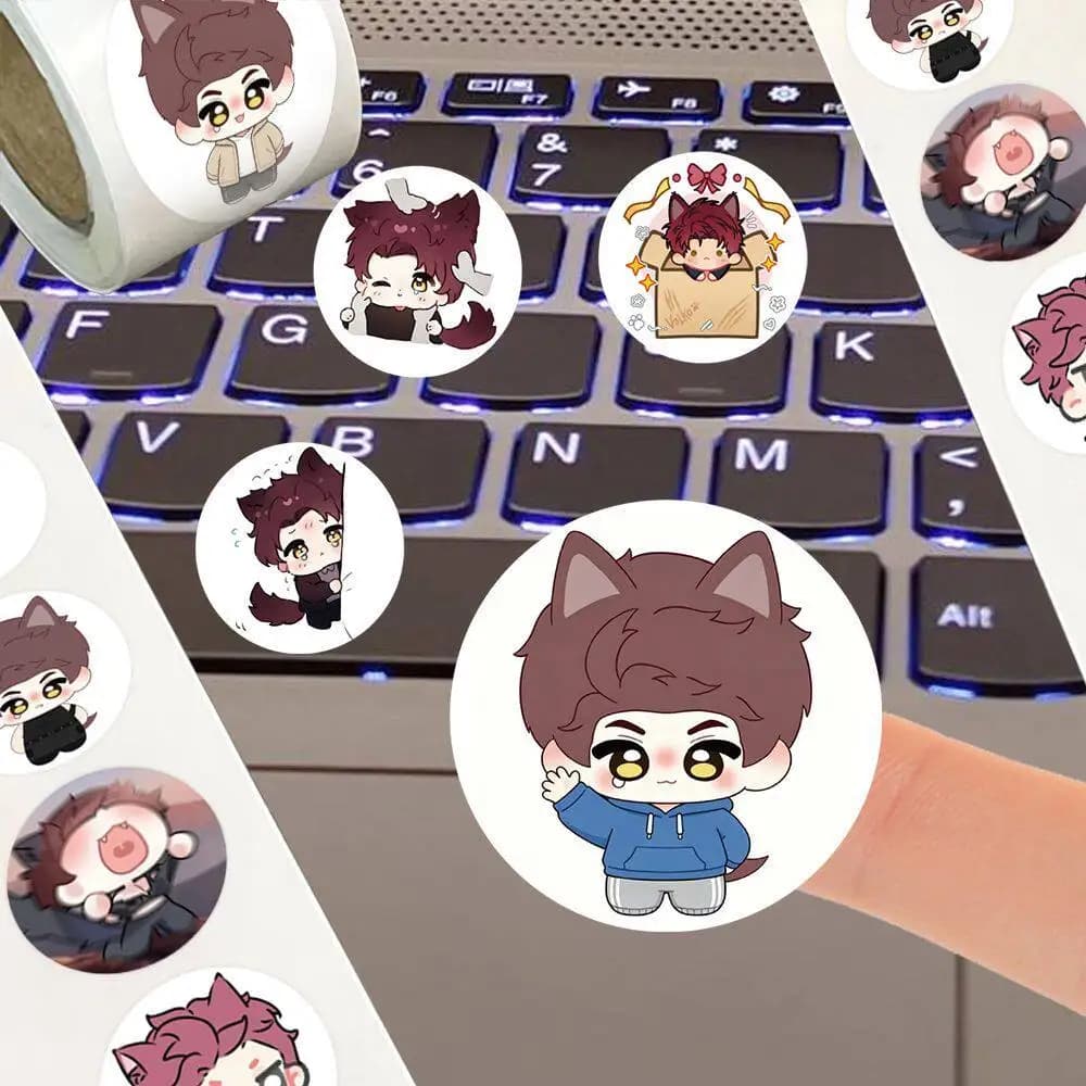 Love and Deepspace Valko Round Roll Stickers Q Version Wolf Boy Cartoon Decals DIY Journal Laptop Decorative Sticker