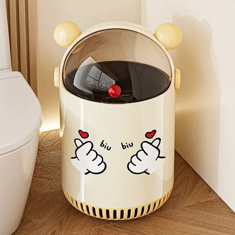 Household New Trash Can, Bathroom, Paper Basket, Living Room, High-value, Cute and Large-capacity Trash Can with Lid