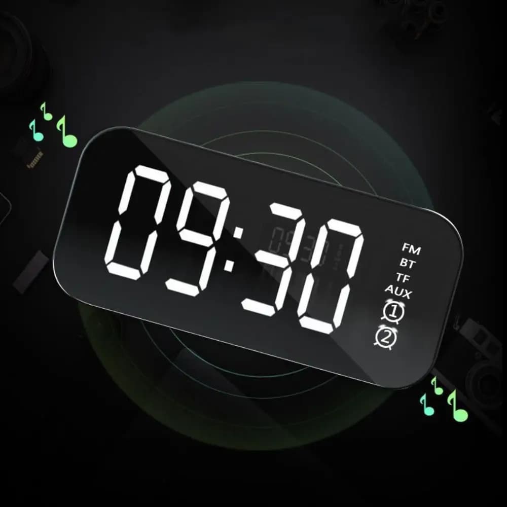 Grande Schermo LED a Specchio con Sveglia, Altoparlante Bluetooth Portatile, Display Digitale Intelligente