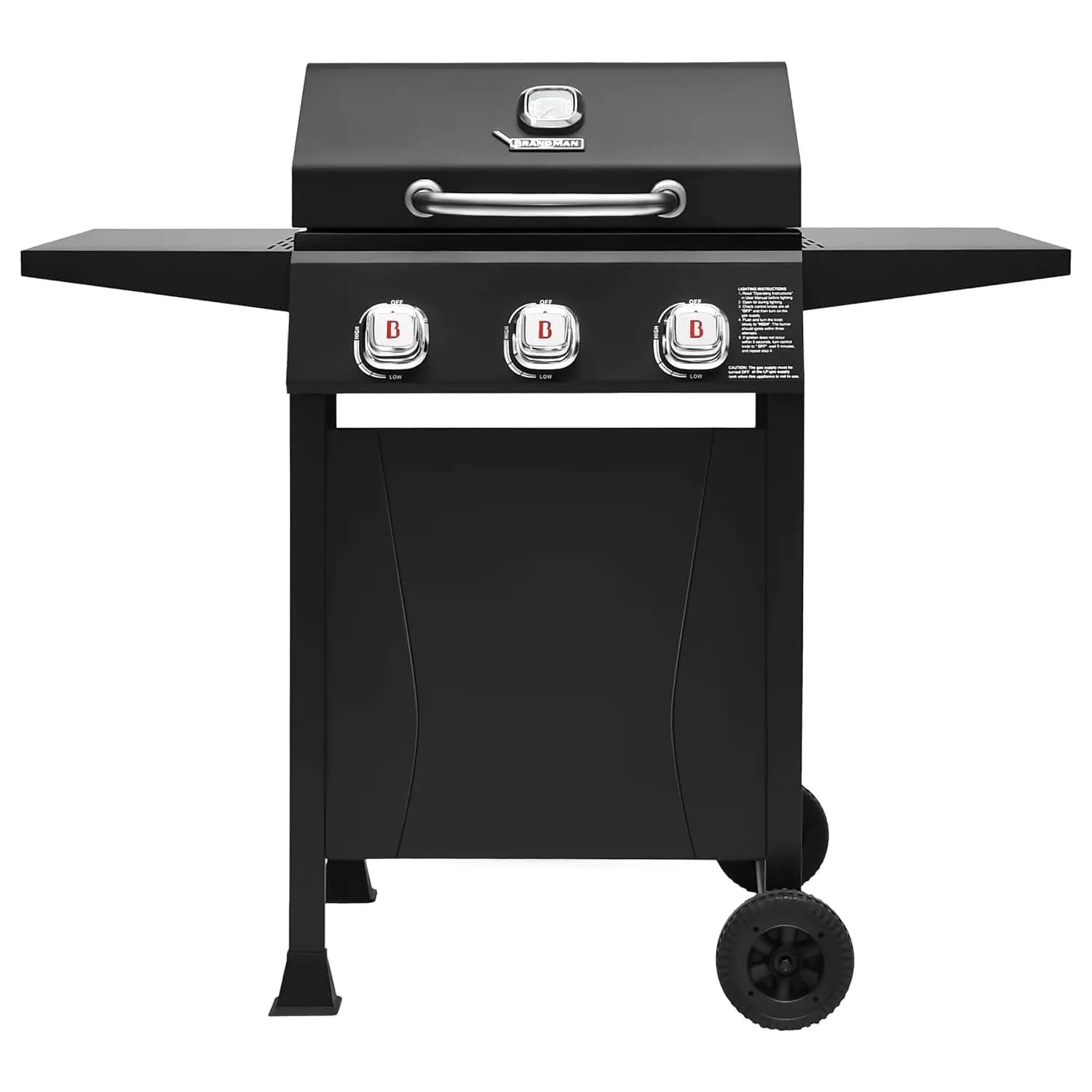 Gas grid Propano to 3 burners, 27.000 BTU, with Grills in Polished Porcelain, Integrated Thermometer, Lateral, Customizable