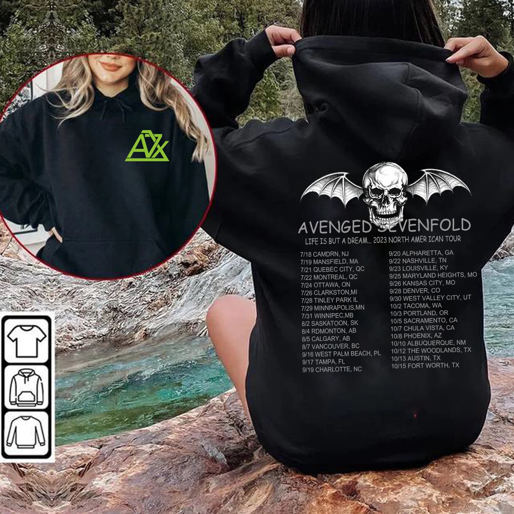 Avenged Sevenfold Life Is But A Dream North American Tour 2023 Printed Hoodie Woman Man Vintage Band Fans Winter Sweatshirt