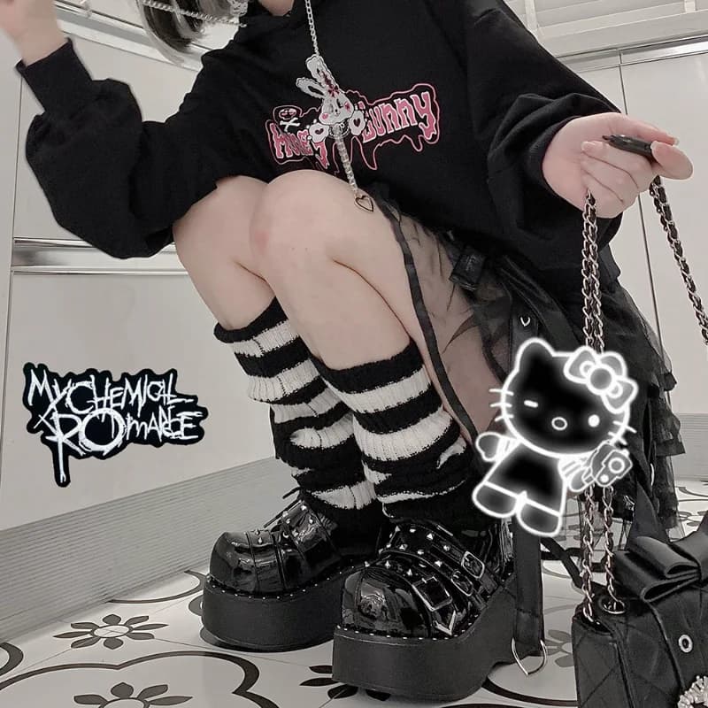 Women's Striped Mushrooms Long Socks Lolita Knitted Leggings Japanese Sweets Winter Socks Kawaii Scaldamuscoli