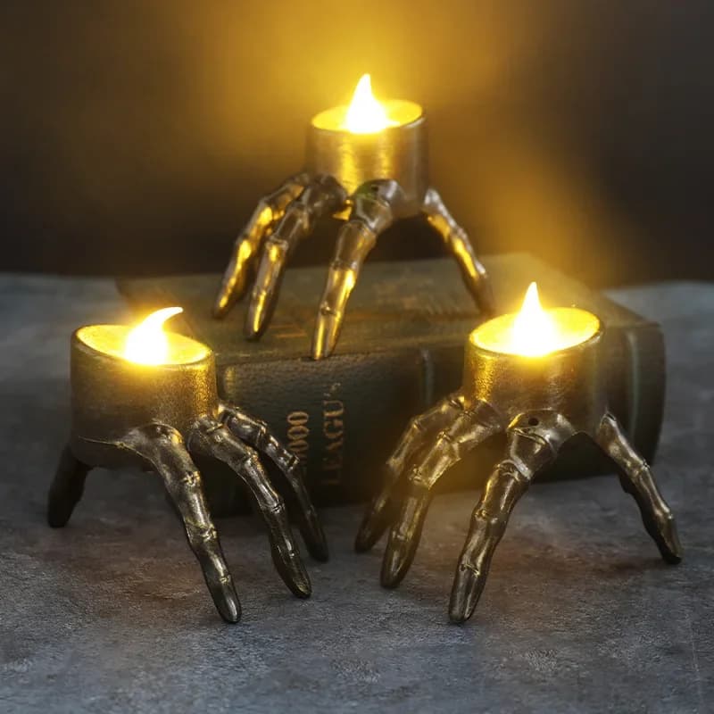 Halloween Break The Arm Skull Lanterna a candela a LED per la festa in casa Decorazione scheletro Impostazione dell'atmosfera Puntelli Luce notturna