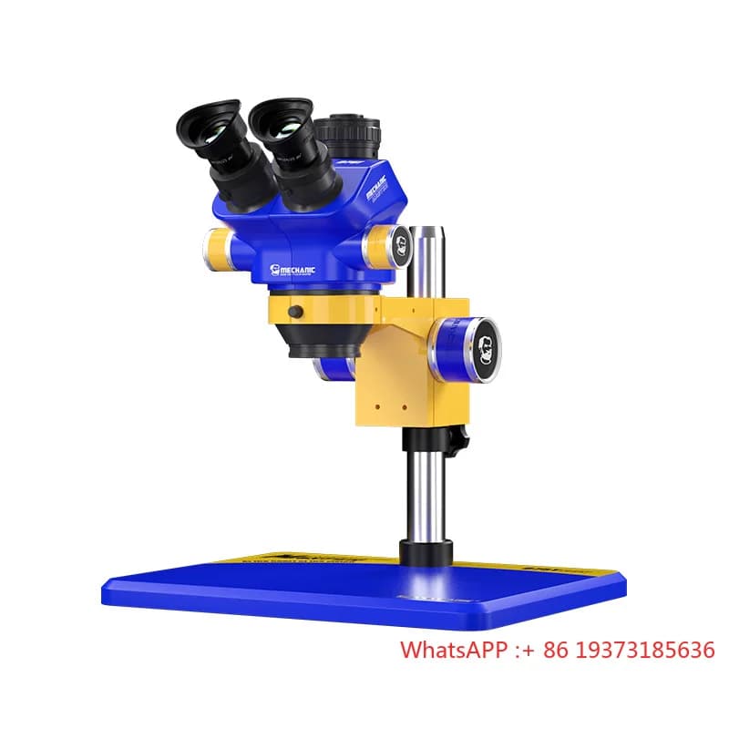 Ingrandimento microscopio stereo trinoculare MECCANICO 7-50X Inclinazione di 45 gradi Rotazione di 360 gradi Standard PL10 * 25mm