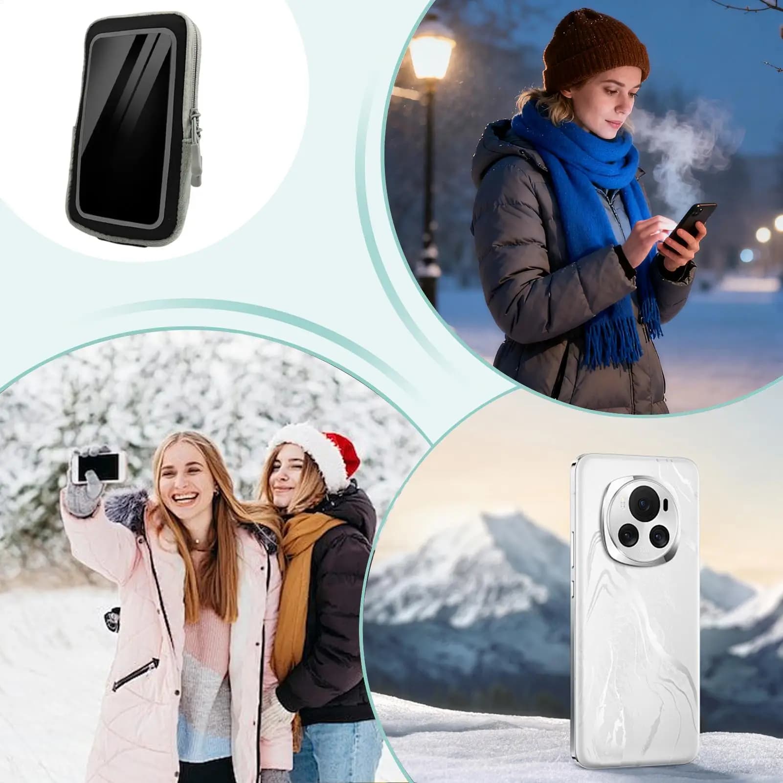 Thermal Phone Pouch For Skiing Smart Phone Bag Universal Shockproof USB Heating Adjustable Thermal Phone Case Bag Mountain
