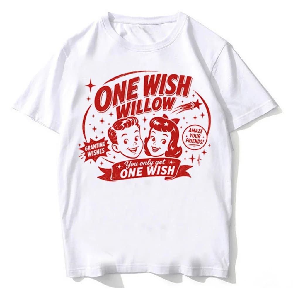One Wish Willow cotton t-shirt teen Retro korean clothes Breathable streetwear aesthetic t-shirt Pop Culture aesthetic 2000s