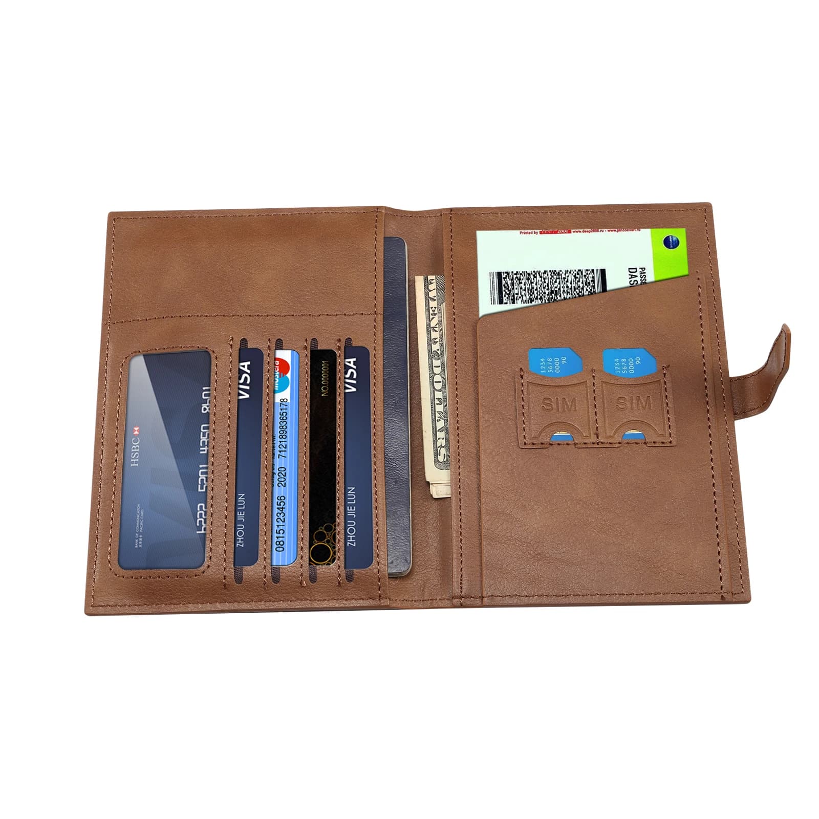 Qkens Portafoglio per passaporto in pelle PU Borsa per documenti da viaggio multifunzionale Custodia protettiva Slot per schede Porta carte con clip multifunzione