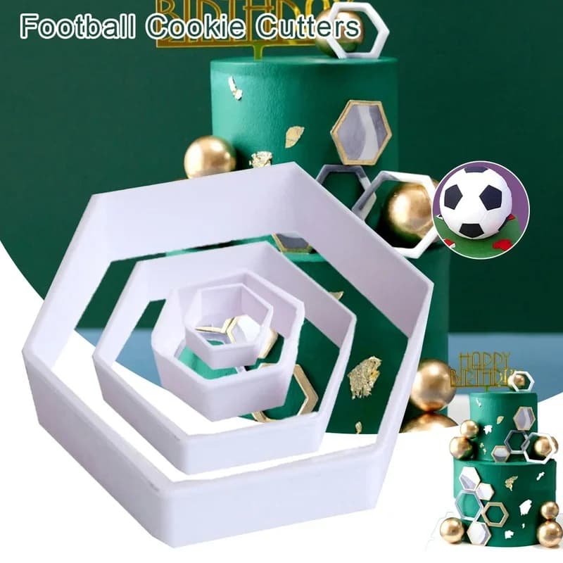 4 pz/set Football Plastic Cutter biscotti fondente Set di strumenti per goffratura stampo strumento per decorare torte Sugarcraft Bakeware