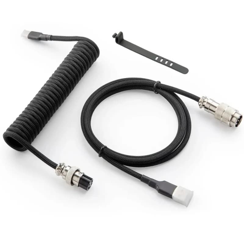 Cavo USB-C a spirale con connettore magnetico Aviator, cavo intrecciato con spina aeronautica staccabile per tastiera meccanica da gaming e design