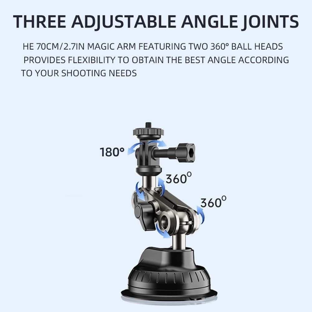 Support for Auto for Action Camera and Telephone, 360° Adjustable Mount for Window and Windscreen, Compatible with Insta360 and Action Cameras